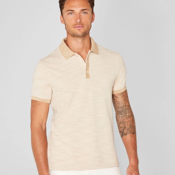 Space Dye Polo Shirt - Brand New - NEVER WORN - Cream-Tan